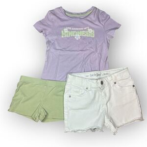 Cat & Jack White Shorts, 365 Kids T-Shirt, Rabit + Bear Mint Shorts Girls 5-6